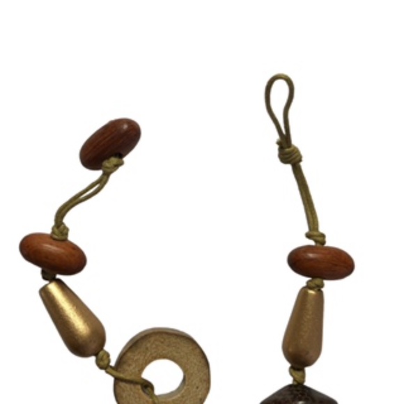 NWOT Handmade Wood Beaded and Other Materials 32" Long Necklace - Picture 4 of 5